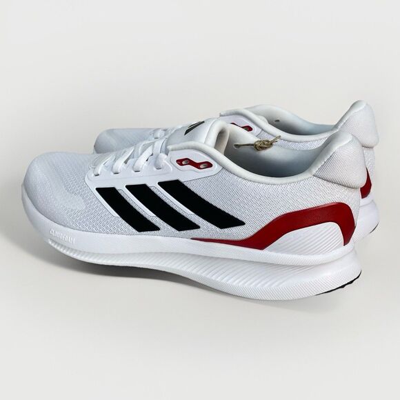 Adidas Runfalcon 5 Men\'s Sz 10.5 White Black Red Scarlet Jog Walk Shoes IE8818 main image 6